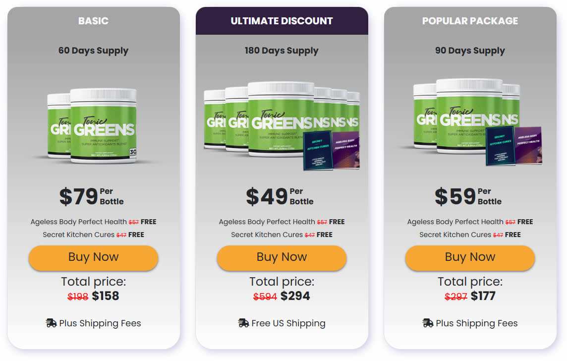 Tonic Greens pricing options